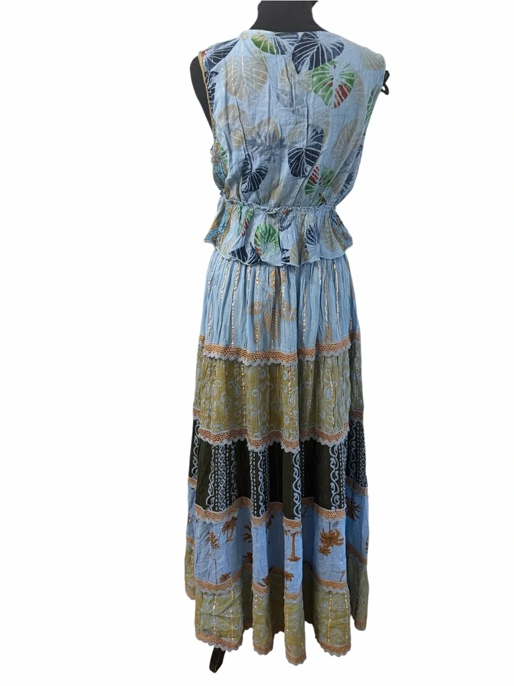 Ananta 2pc Blue Multi Print Maxi Skirt Set(One Size)